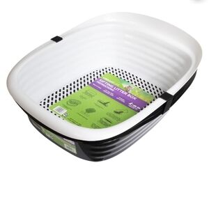 Vibrant Life 3pc Sifting Cat Litter Box (2 Pans, 1 Tray) (Black&White)